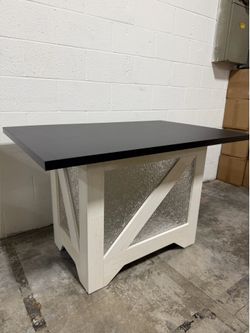 Anysun - 47" Farmhouse Dining Table for 4 - Rectangular, Thick 1.8" Top, Translucent Acrylic X-Base - Black
