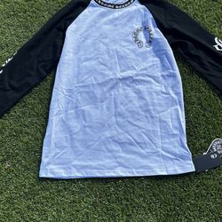 White and black chrome heart shirt