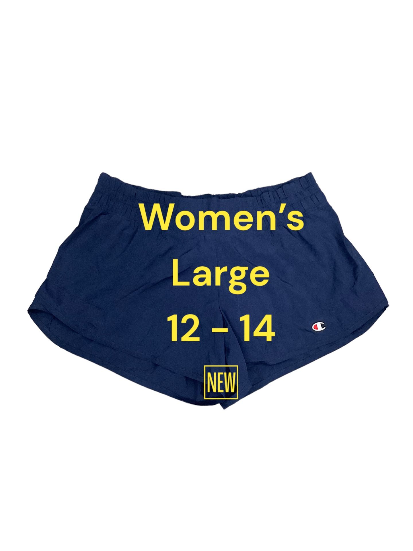 Women's Champion Large 12 - 14 Shorts Sport Woven Drawstring Navy Blue Activewear Athletic Active New