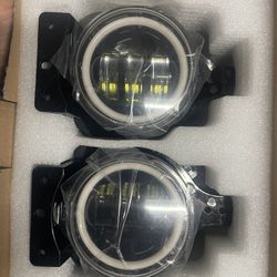 Auxbeam 4 Inch LED Fog Lights for Wrangler JL JLU Unlimited Sport Rubicon Sahara 2018-2023, 4 Inch Round Fog Lamps w/DRL & Amber Turn Signal