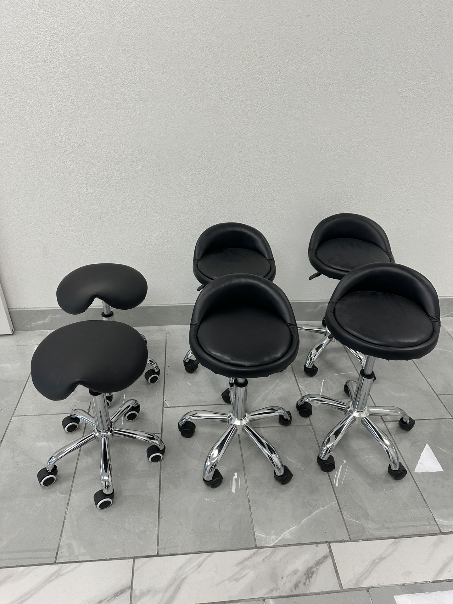 Black Rolling Swivel Stools 