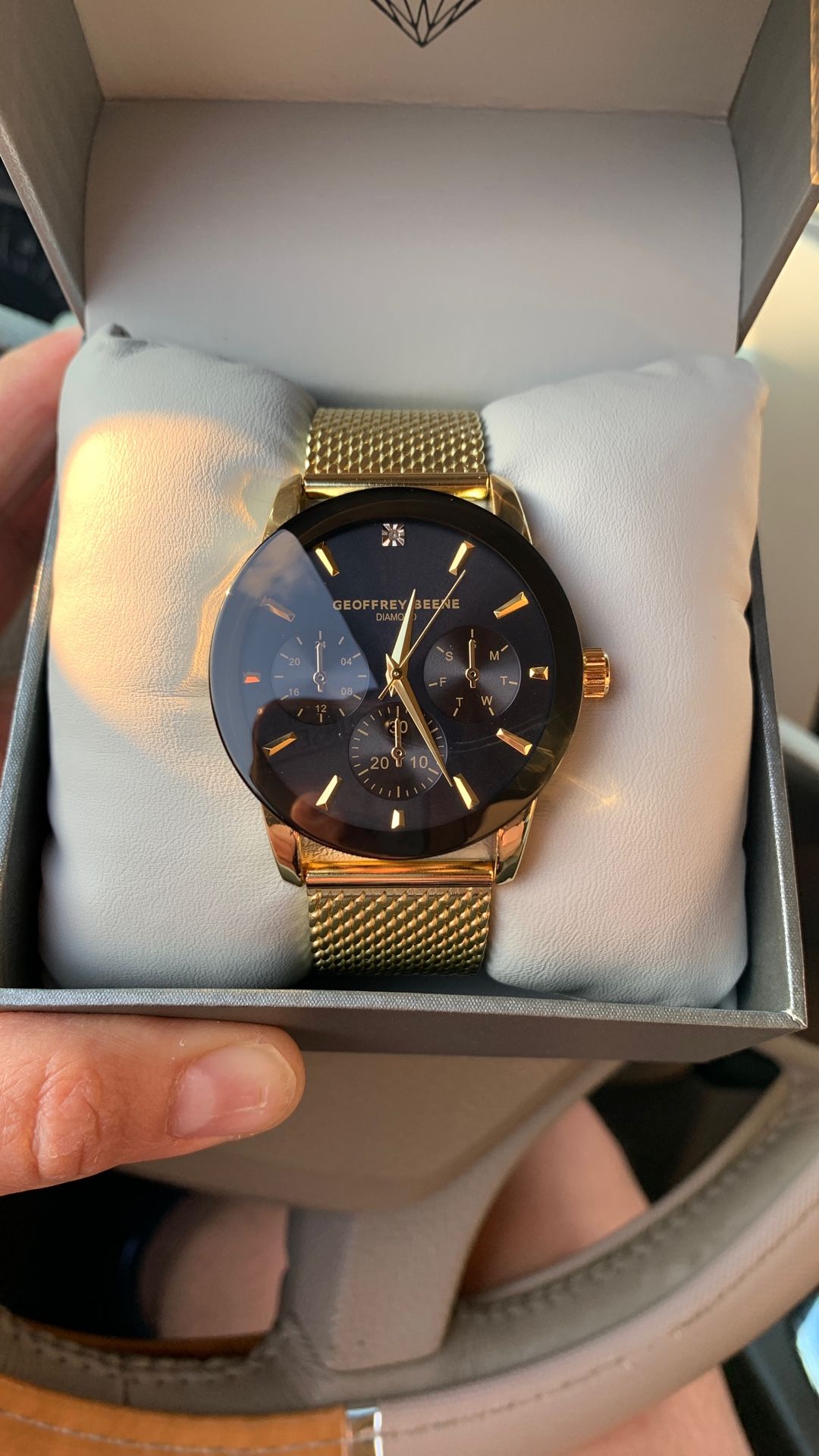 Geoffrey Beene Genuine Diamond Mesh Bracelet Watch