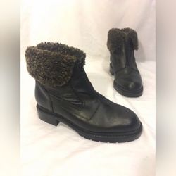 BLONDO Black Waterproof Leather Shearling Ankle Snow Boots Women's Size 38 (7 7.5 8)