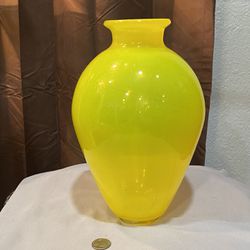 Murano Style Yellow jacketed vase
