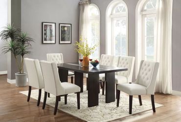 NEW 7pc Elegant DINING Room SET Faux Leather Chairs💥NO CREDIT NEEDED $10 Down