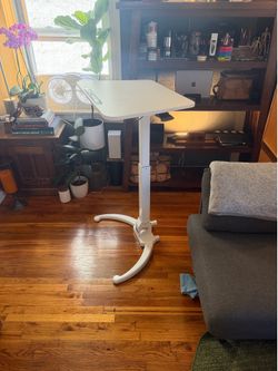 Joy mobile sit stand adjustable white desk