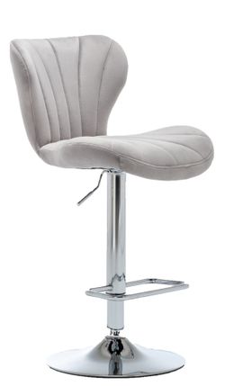 Gray Velvet Swivel Bar Stool – Adjustable Height Counter Chair, Halloween Party Seating