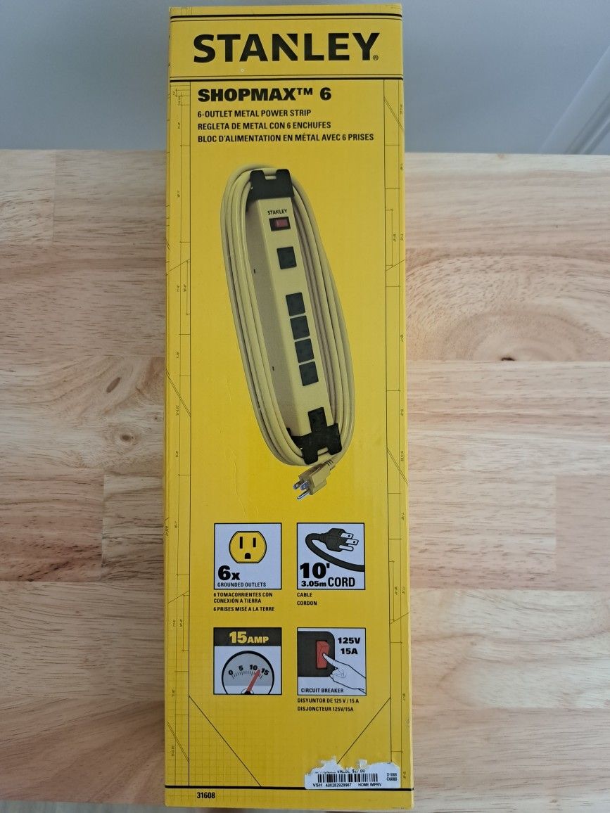 Stanley ShopMax 6-Outlet Metal Power Strip