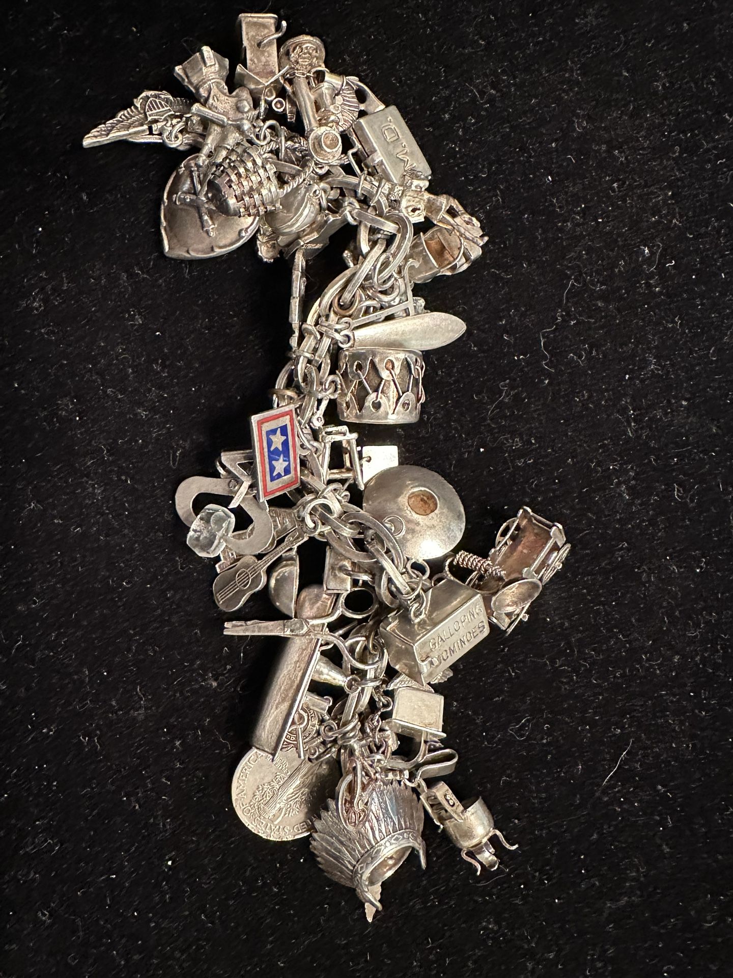 Vintage sterling silver loaded charm Bracelet