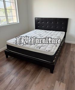 New queen bed frame with mattress