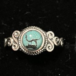 New Size 7.75 Tibetan turquoise Sterling Silver
