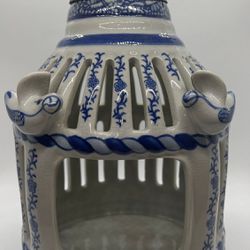 Signed Japanese Blue & White Ceramic Lantern - Excellent Condition