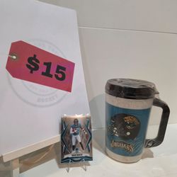 Jacksonville Jaguars 7/11 Hot/Cold Mug & Travis Hunter Panini Phoenix Football #157 RC