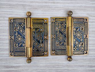 Antique Victorian Eastlake Hinges Cast Iron 6x6 Inches. Visagras