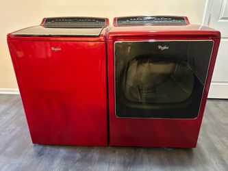 Whirlpool cabrio candy apple red washer and dryer