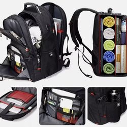 SHRRADOO Extra Large 52L Travel Laptop Backpack with USB Charging Port Black