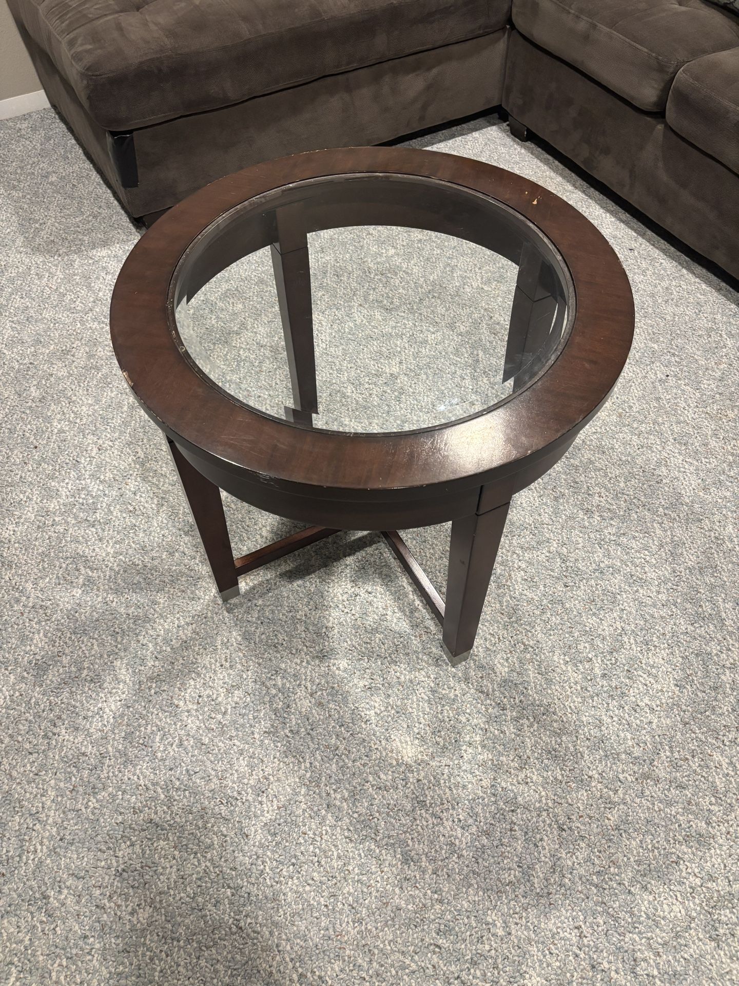 Side table with glass top