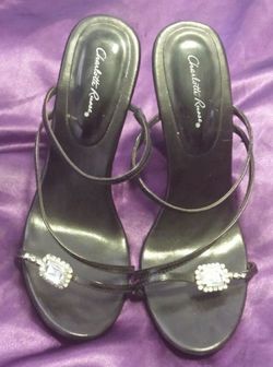 Charlotte Russe women's Juniors black strappy high heels size 7