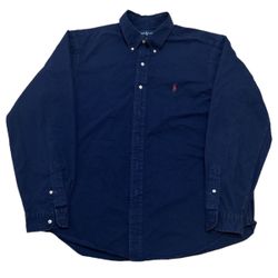 Vintage Ralph Lauren Button Down Men’s XL Navy Blue Red Pony Classic Fit Shirt