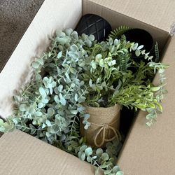 Eucalyptus & various fake plants 