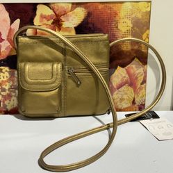 Vintage Leather Gold Tignanello Crossbody handbag Multi-pocket Purse