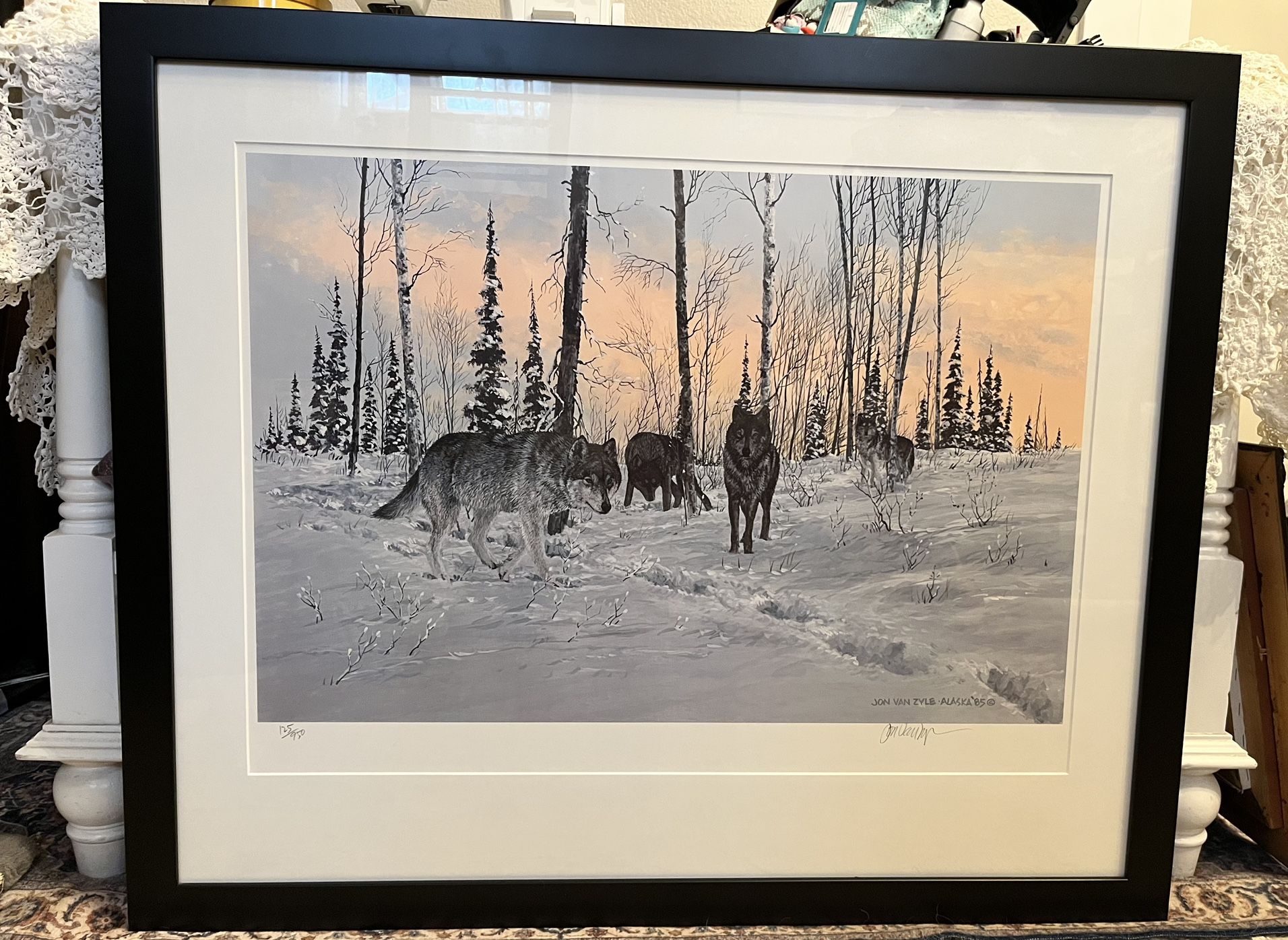 Jon Van Zyle “Encounter” 125/950 Signed Framed print Alaska 1985