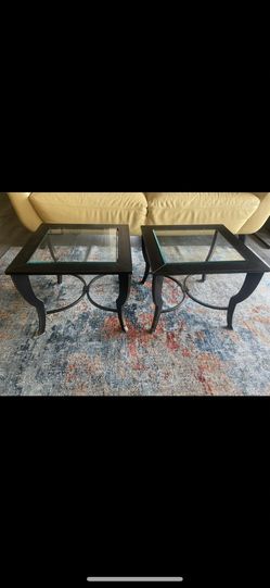 Heavy steel & Glass End Tables