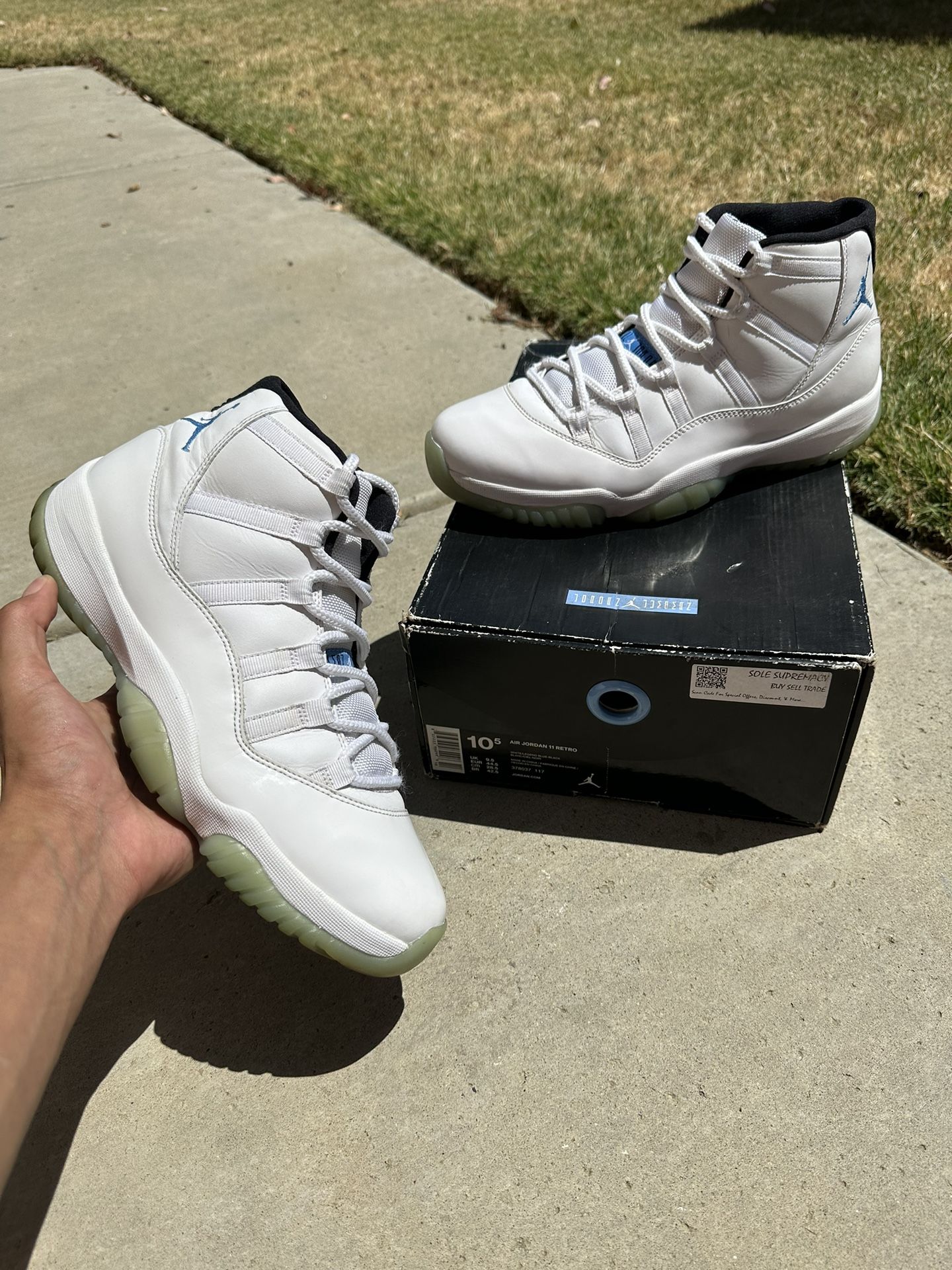 Legend Blue 11s In Hand