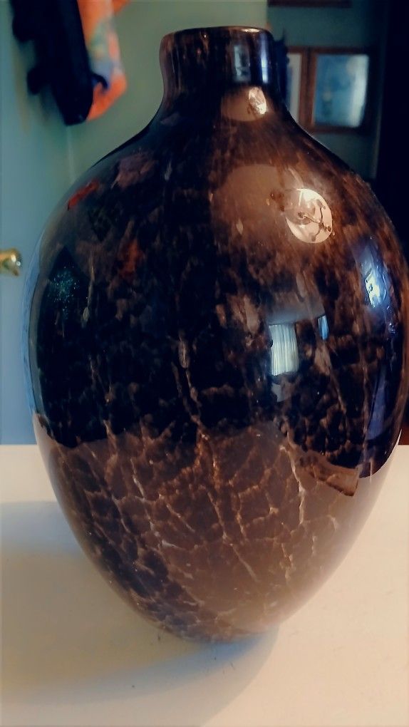 Leopard Print Hand Blown Glass Vase