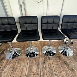 Super low price - 4 barstools - high adjustable black leathered and chrome 