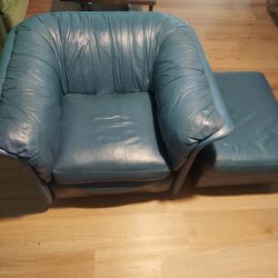 MCM Leather Couch and Ottoman 