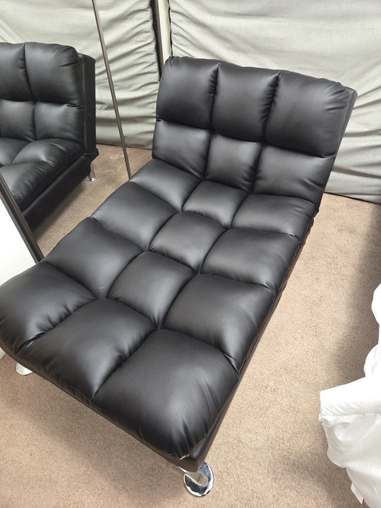 Small Space Black Reclining Chaise