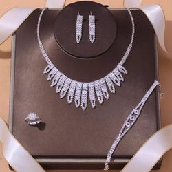 Necklace Earrings Bracelet & Ring Combo Jewelry Set