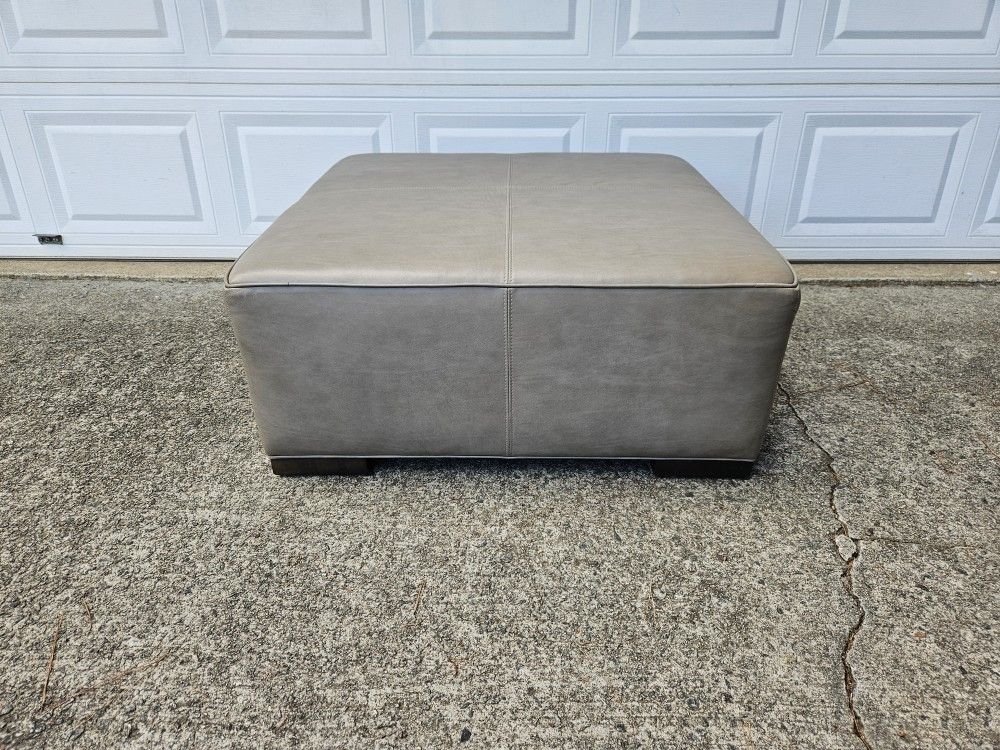 Ethan Allen Miles Modern Leather Cocktail Ottoman