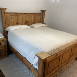 Rustic Pine King Size Bed Frame Bedroom Set