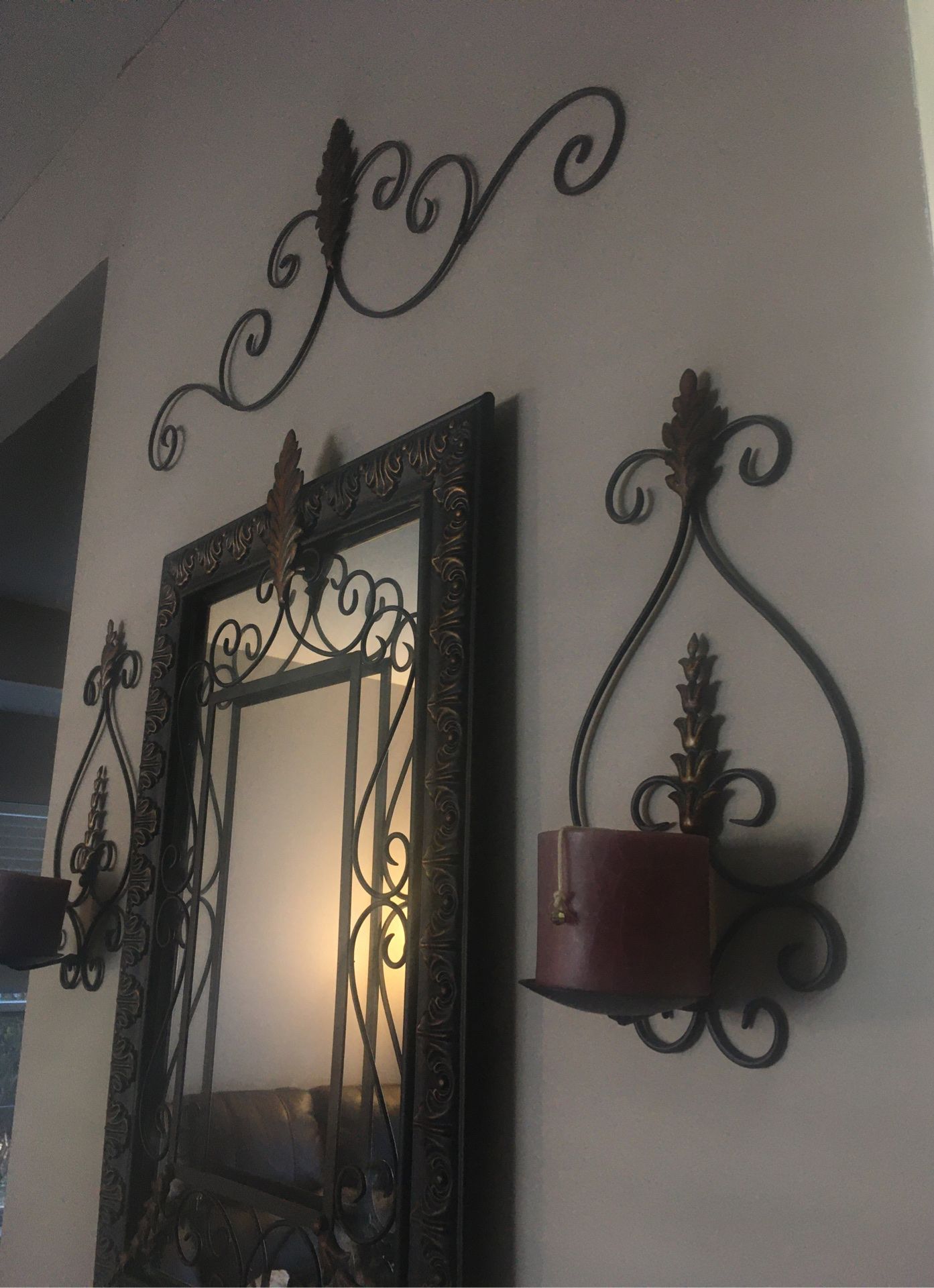 Wall decor - mirror/candle holders