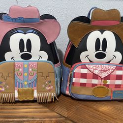 Disney Loungefly Western Mickey & Minnie Mouse Cosplay Mini Backpack