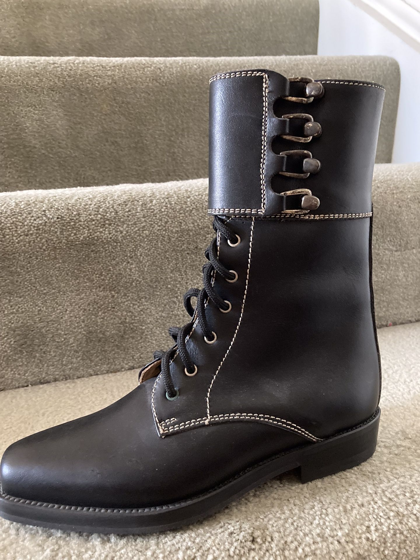 Black Leather Boots Made In Italy Size 36