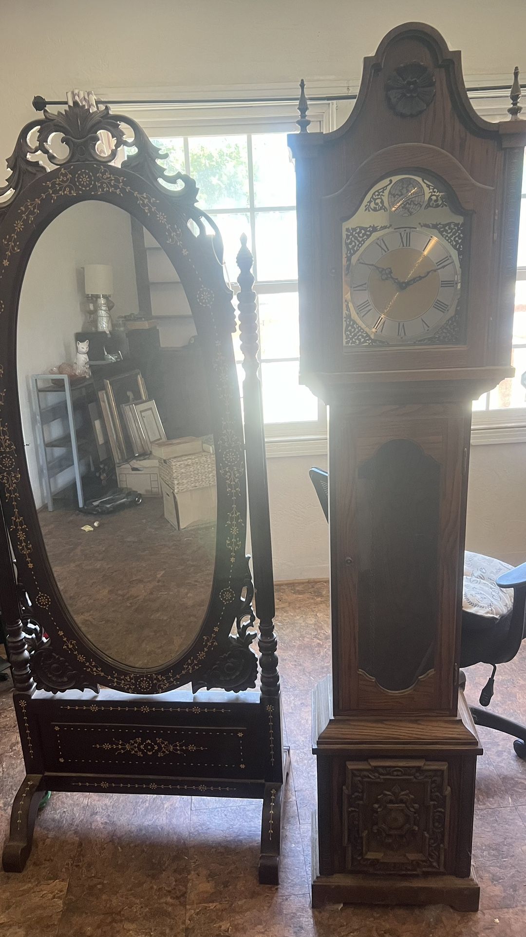 Vintage Mirror And Clock