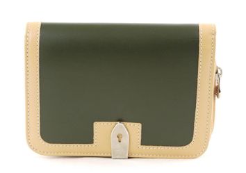 NEW! HUNTING WORLD Bifold Wallet Khaki Green Leather ITALY