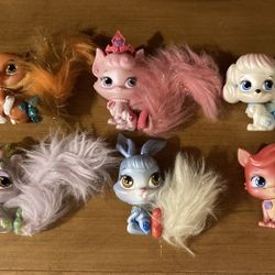 Lot Of 6 Disney Princess Palace Furry Tail Pets Sparkle Glitter Bunny Cat Dog More!!