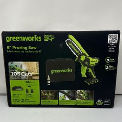 Greenworks 24-volt 6-in Pruning Saw Battery 2 Ah Chainsaw 