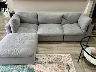Light Gray Cloud-Style 4pc Modular Sectional Sofa