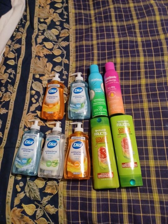 5 Dial Handsoaps Skintamte Shave Gel And Garnier Fructos Shampoo And Conditioner Color Sheil