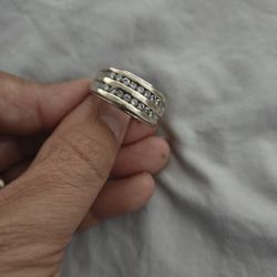 Men's White Gold Diamond Ring Size 9