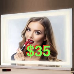 Vanity Mirror with Lights,Three Color Lighting Modes,Lighted Makeup LED Mirror, Desktop Wall-Mounted 21.5x17.5in,White