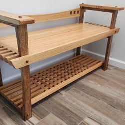 Entry Hall Bench Rack Shoes Red Oak