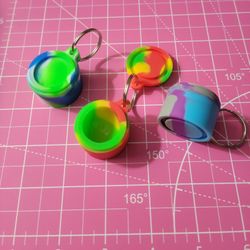 3 x 6ml Silicon Wax/Dab/Oil  Storage Containers On Keyring W/Free Lanyards