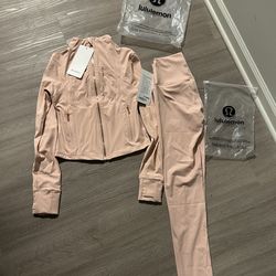 Pink lululemon set jacket and leggings
