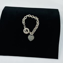 Tiffany & Co Return To Tiffany .925 Sterling Silver Heart Tag Toggle Bracelet